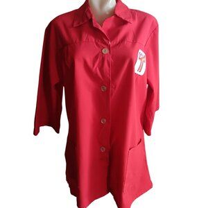 42 XL Vintage 70's Shirt Jacket Gas Station "Gasn Shop" Uniform Belted Patched